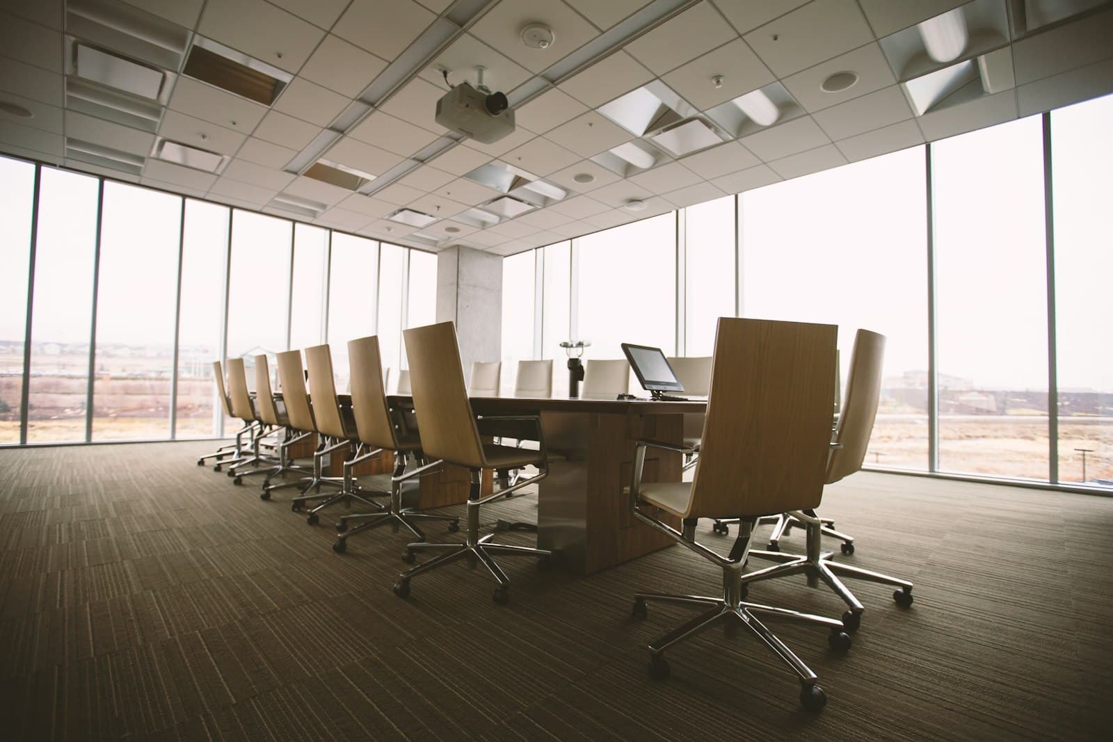 Conference room set up for a sponsor's first meetings with prospective private investors